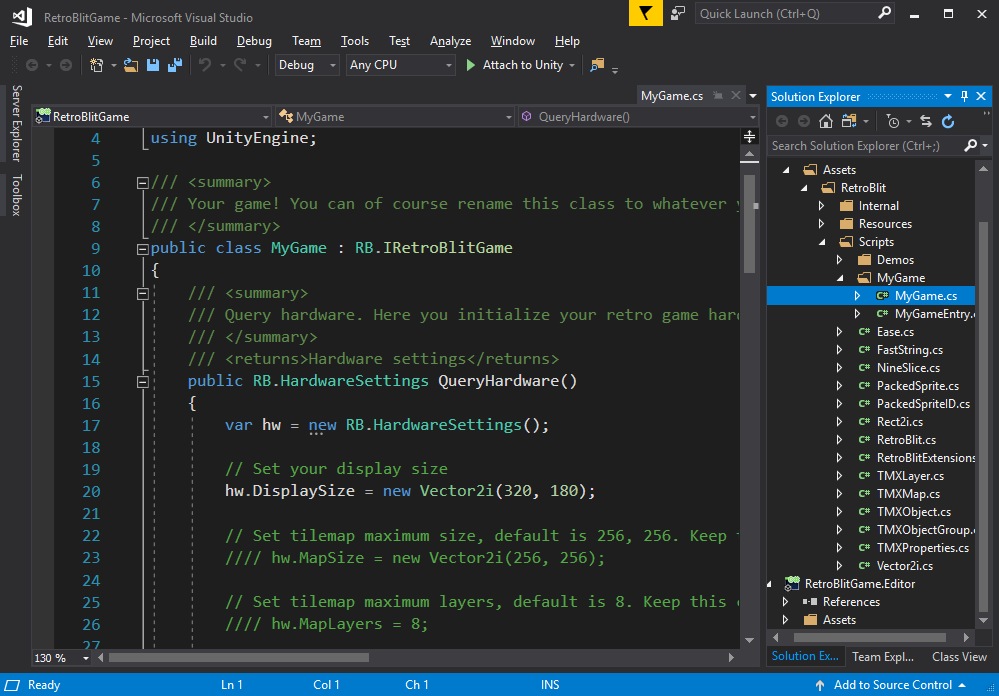 Source code in Visual Studio